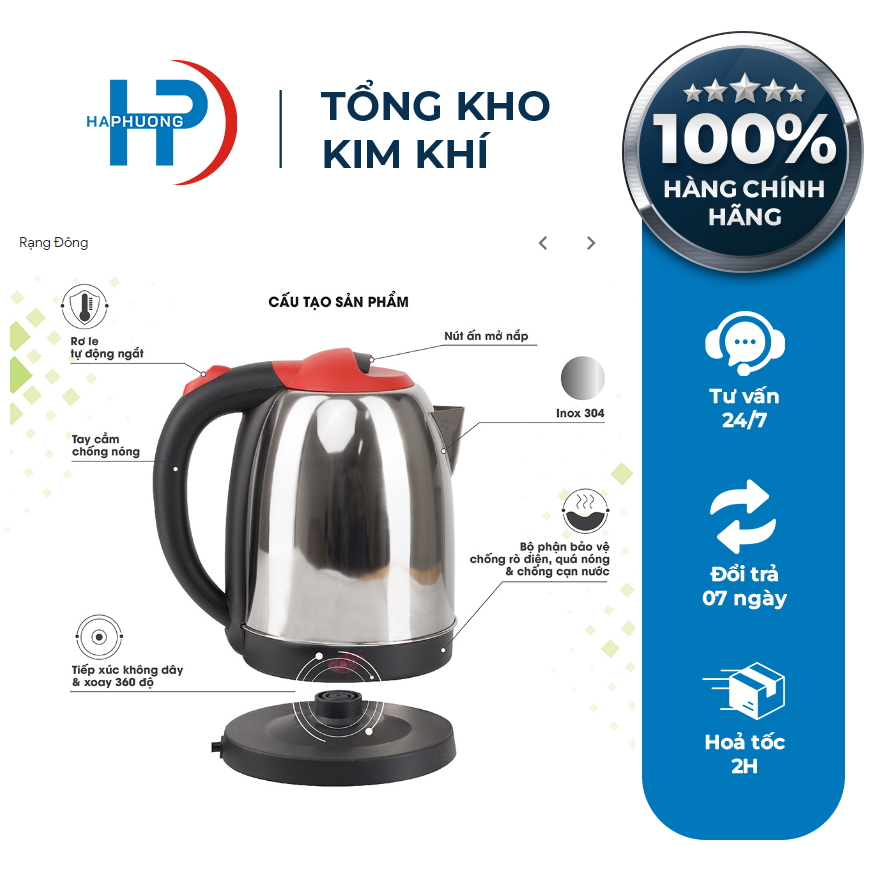 Ấm điện siêu tốc 1.8L Rạng Đông - Tổng Kho Kim Khí Điện Nước Hà Phương