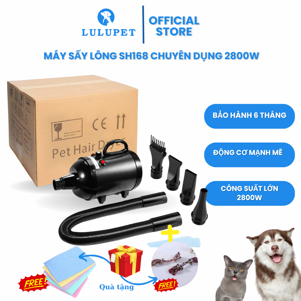 Máy Sấy Cho Chó, Máy Sấy Lông Mèo SH168 Đa Năng Công Suất Lớn Chuyên Dụng Cho Tiệm Thú Cưng