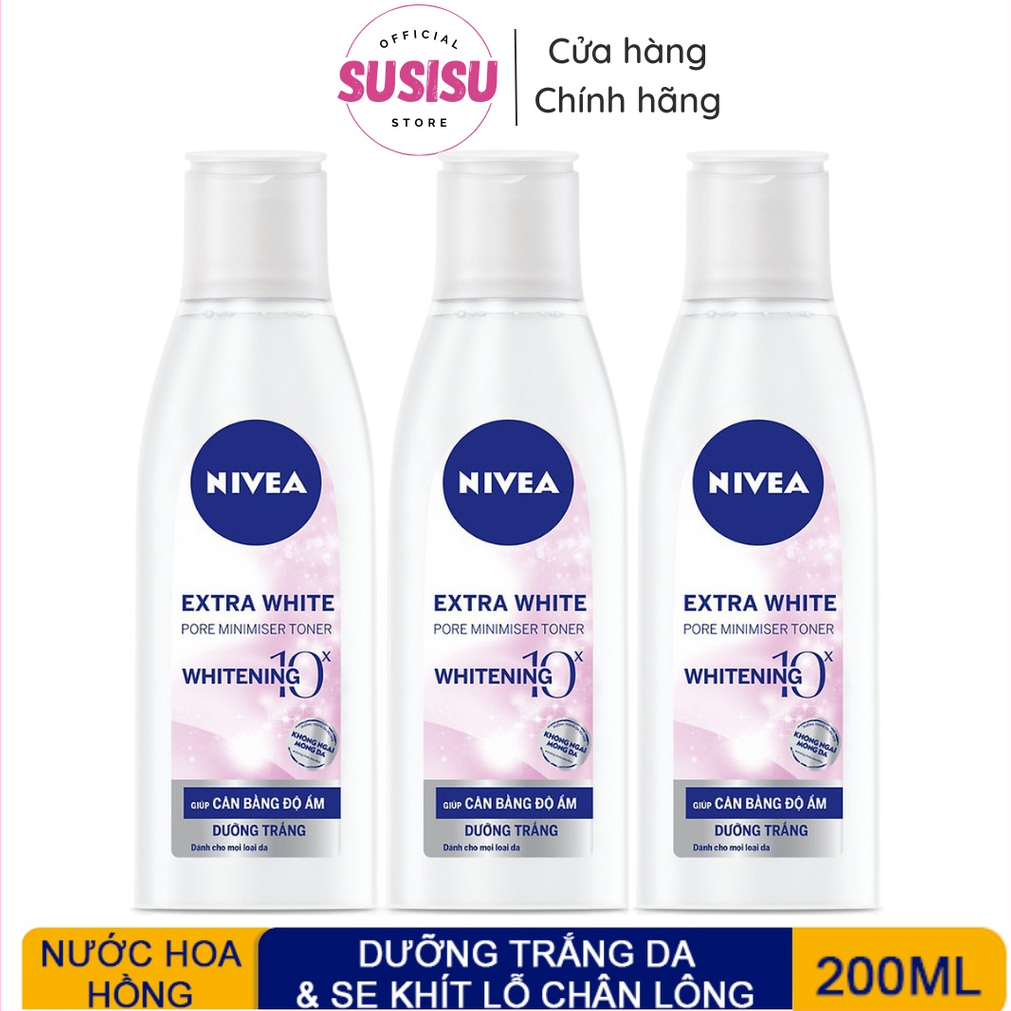 Nước hoa hồng trắng da NIVEA Extra White Pore Minimiser Toner (200ml) se khít lỗ chân lông