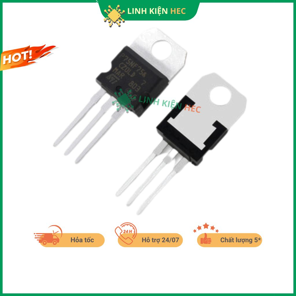 Mosfet 75N75 75NF75 75A 75V tháo máy linh kiện hec