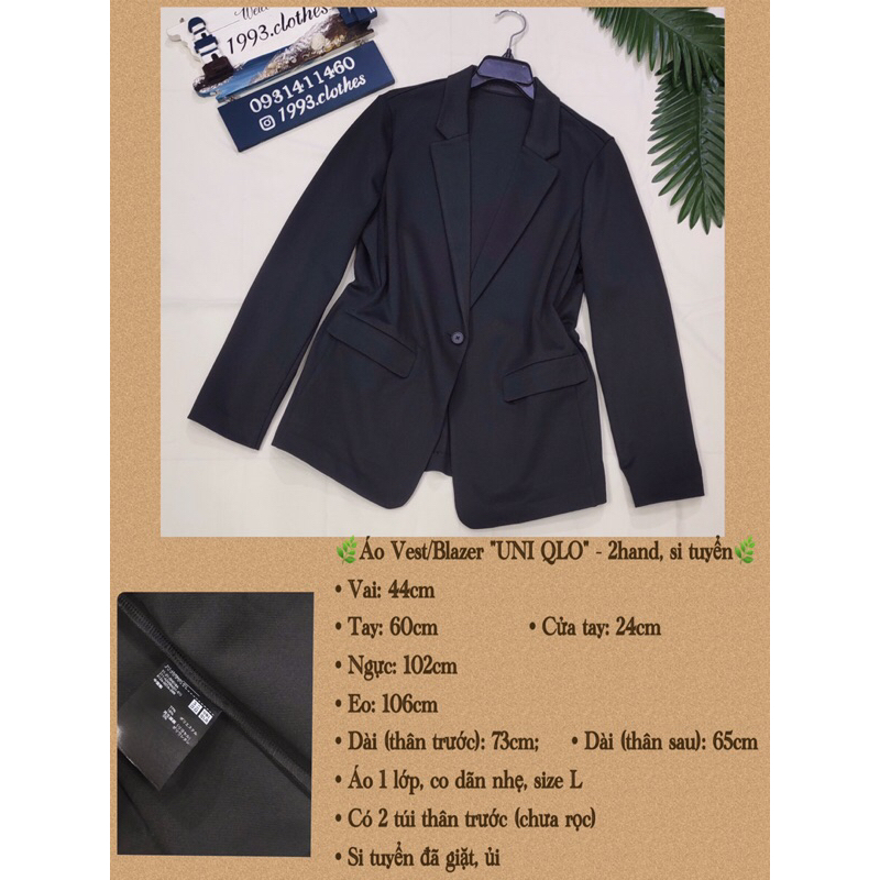 🌿Áo Vest/Blazer nữ "UNI QLO" - 2hand, si tuyển🌿
