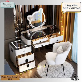 Bàn Trang Điểm Mặt Gấu Size 100 Với Công nghệ Hiện Đại Sạc Không Dây,Loa Bluetooth, Kèm Gương Led Cảm Ứng Cao Cấp