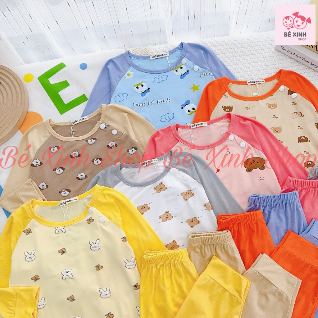 Bộ Quần Áo Dài Tay Cho Bé TraiGái 8-18kg Bé_Xinh_ShopSet Đồ Bộ Tay Dài Thun Lạnh Cho Bé Trai GáiDÀI GẤU THỎ