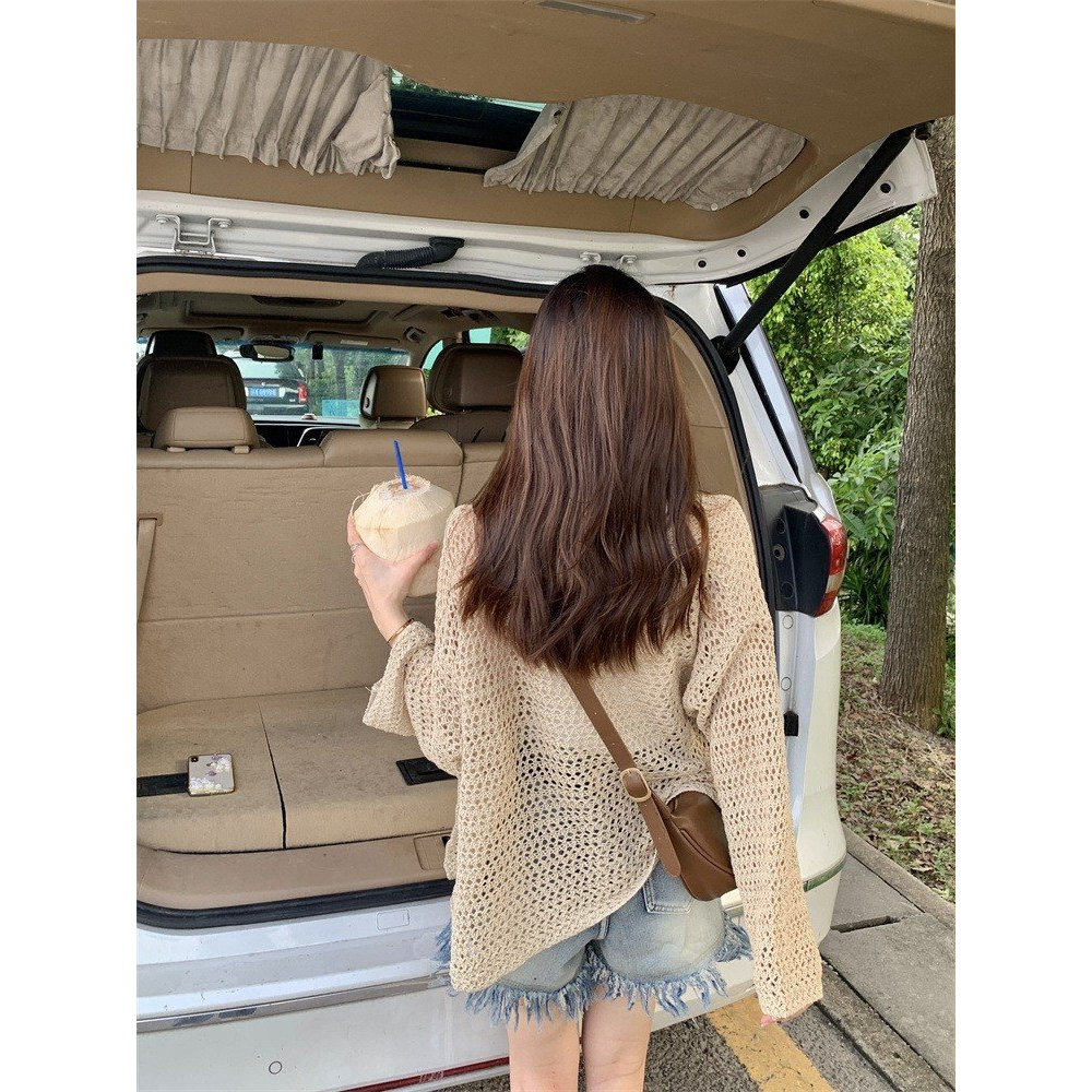 Áo cardigan dệt kim lỗ 2 túi nhẹ mềm theo phong cách sexy bánh bèo đi chơi, dạo biển rất cuốn hút 1SIZESHOP | BigBuy360 - bigbuy360.vn