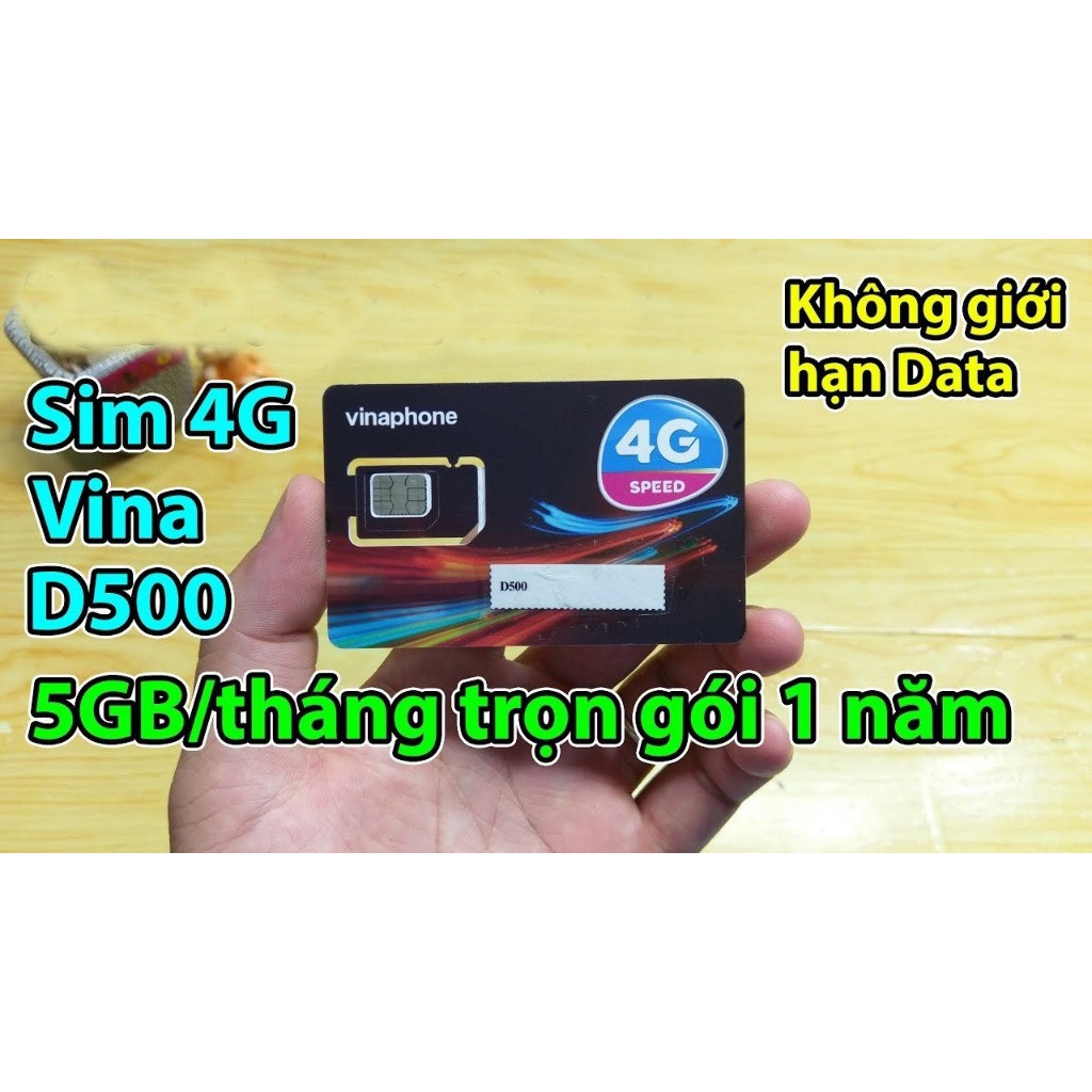 SIM VINA D500 SIM 4G TRỌN GÓI 1 NĂM THOẢI MÁI LƯỚT WEB - VINA DATA