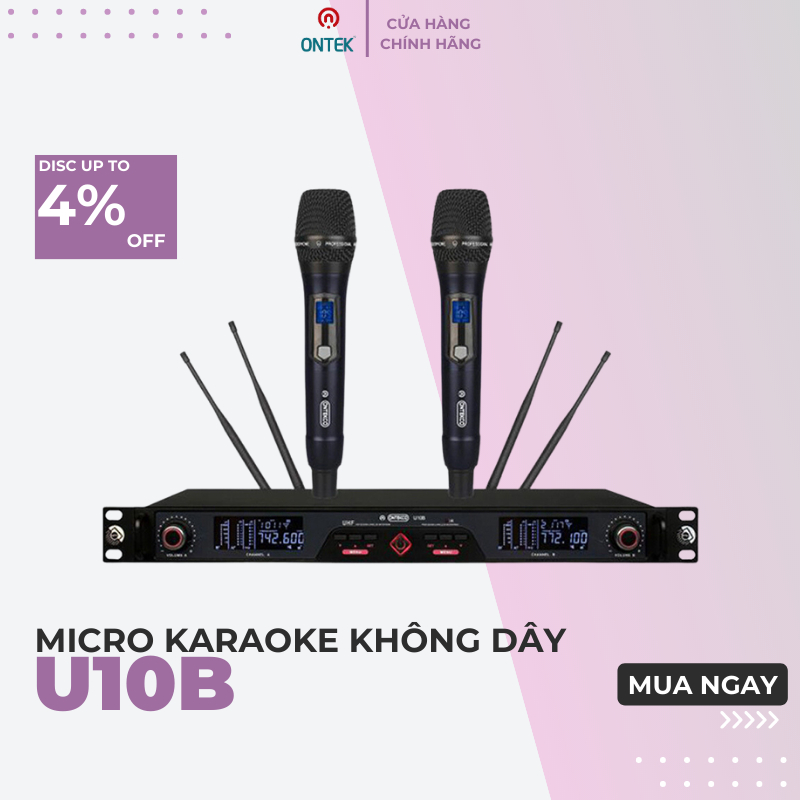Bộ Micro Karaoke Không Dây Ontekco U10B Chính Hãng, Chất Lượng ÂM Thanh Cực Tốt