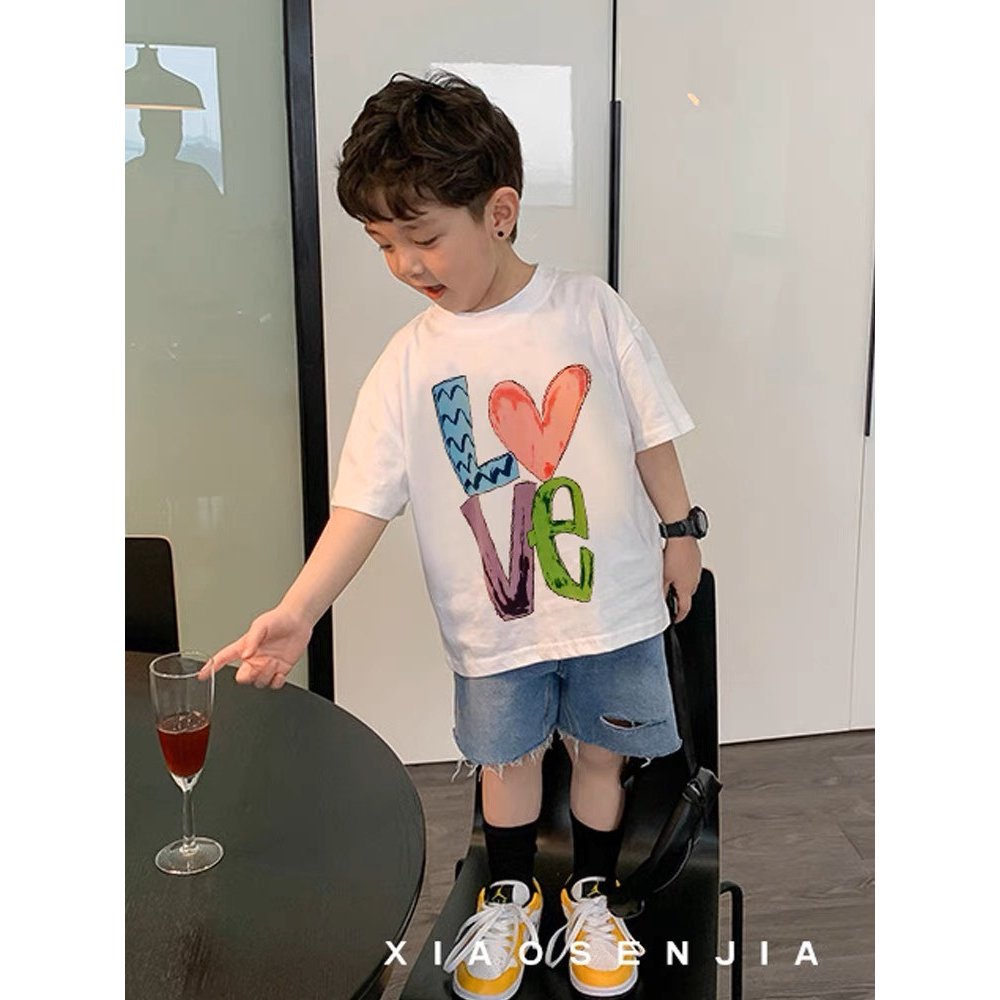 Áo Thun Đôi Gia Đình chữ LOVE mùa hè cổ tròn hoạ tiết nổi bật