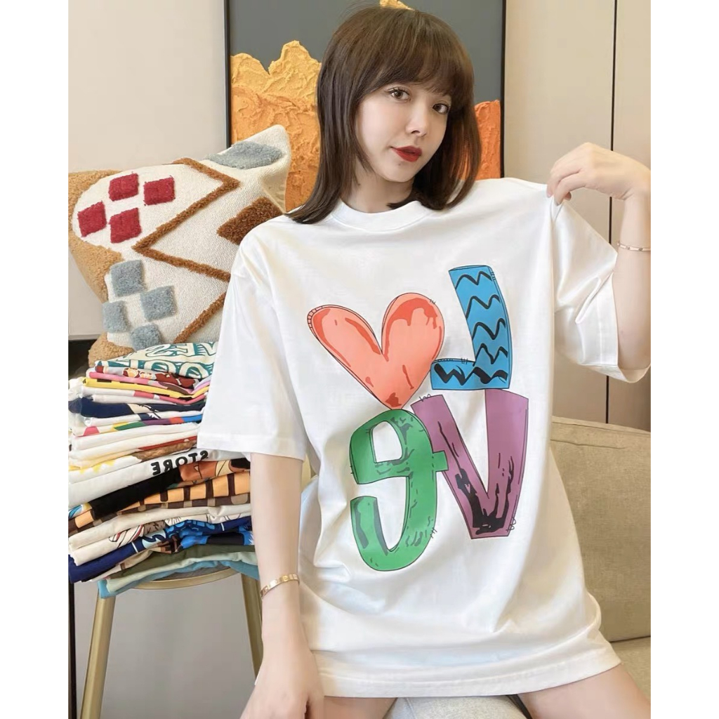 Áo Thun Đôi Gia Đình chữ LOVE mùa hè cổ tròn hoạ tiết nổi bật