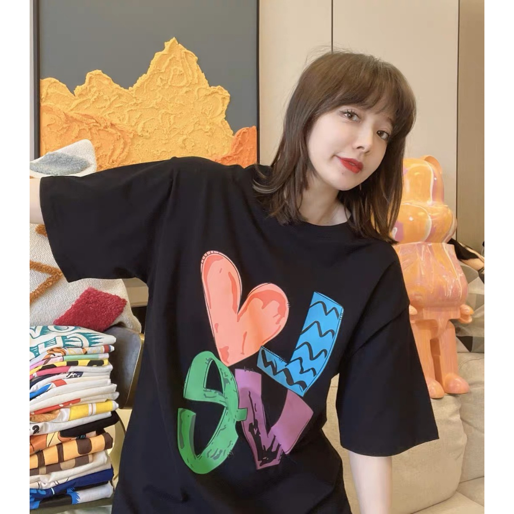 Áo Thun Đôi Gia Đình chữ LOVE mùa hè cổ tròn hoạ tiết nổi bật