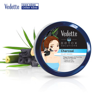 Mặt nạ đất sét Vedette than hoạt tính 145g sạch sâu, loại bỏ bã nhờn, cặn bẩn, thu nhỏ lỗ chân lông