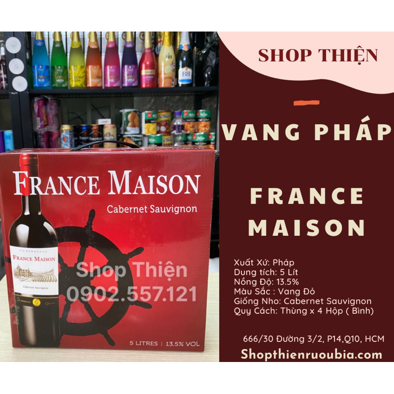 Vang Đỏ Pháp Bordeaux FRANCE MAISON 13.5 3 Lít - 5 Lít