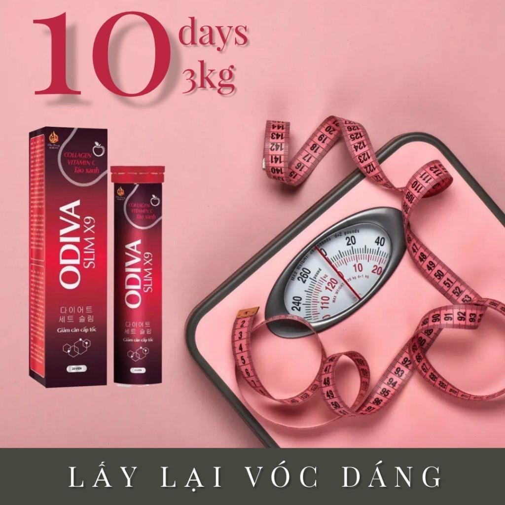 Viên sủi thảo dược giảm cân cấp tốc Odiva Slim X9 giúp thanh nhiệt cơ thể, giảm mỡ máu, giảm mỡ thừa - Hộp 20 viên