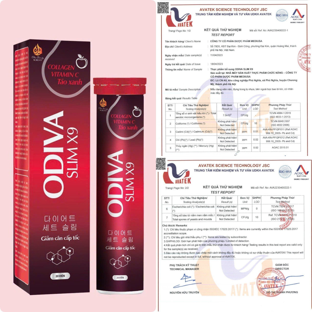 Viên sủi thảo dược giảm cân cấp tốc Odiva Slim X9 giúp thanh nhiệt cơ thể, giảm mỡ máu, giảm mỡ thừa - Hộp 20 viên