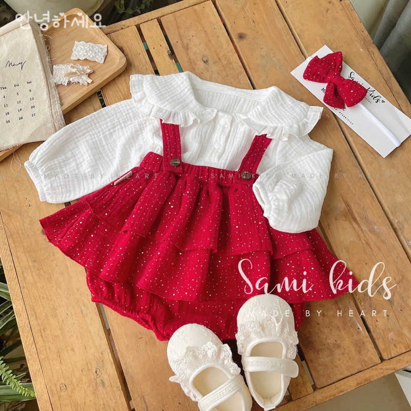 Áo dài tay cổ sen bèo cho bé gái xô Muslin mềm mại nhẹ nhàng