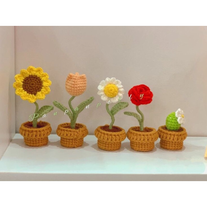 Chậu hoa len mini nhiều mẫu