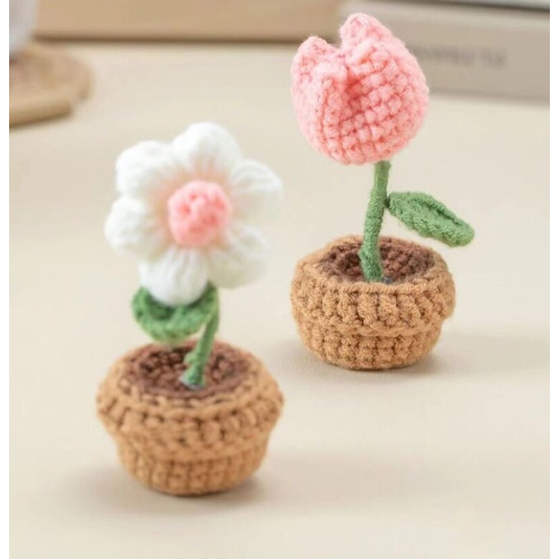 Chậu hoa len mini nhiều mẫu