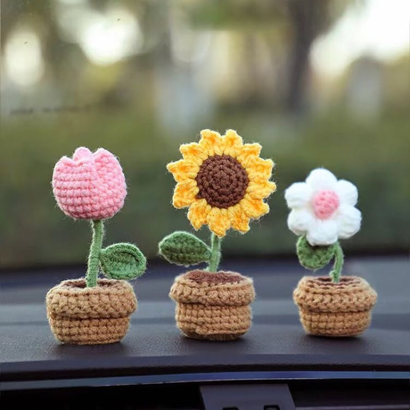 Chậu hoa len mini nhiều mẫu