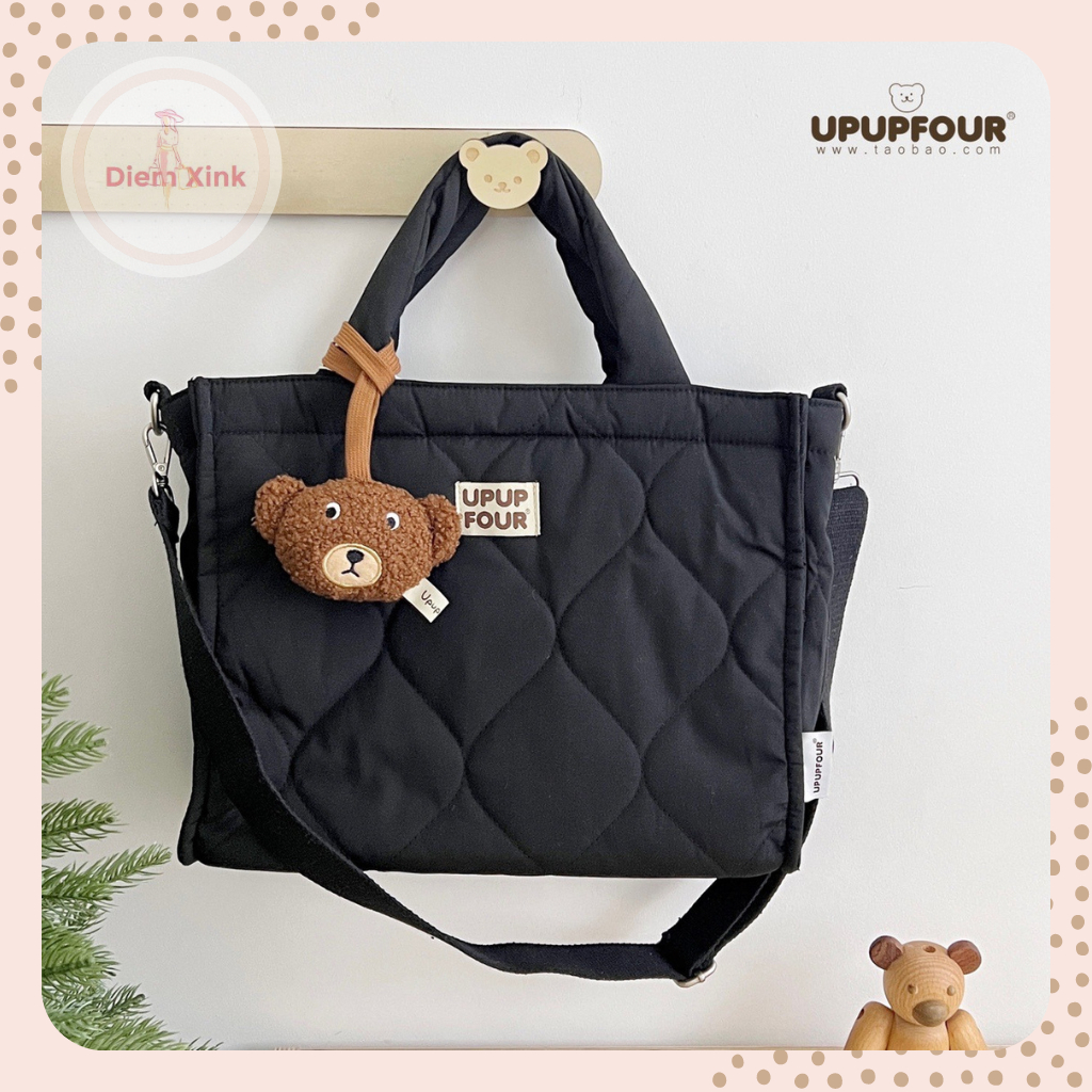 Túi Đeo Chéo Vải Phao Chần Bông, Túi Xách Upnp Size 37 Cm To Tiện Lợi Đựng Vừa Lap 14 Inch Đi Học Đi Làm Dân Văn Phòng