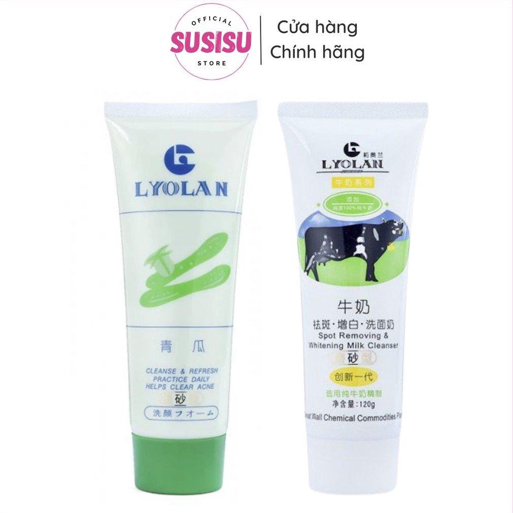 Sữa rửa mặt LYOLAN Dưa Leo - Bò Sữa 120g - Spot Removing & whitening milk Cleanser - Clean acne Lyolan