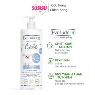 Sữa tắm gội cho bé evoluderm pháp bebe baby gentle hair and body wash 500ml chai tắm gội dịu nhẹ