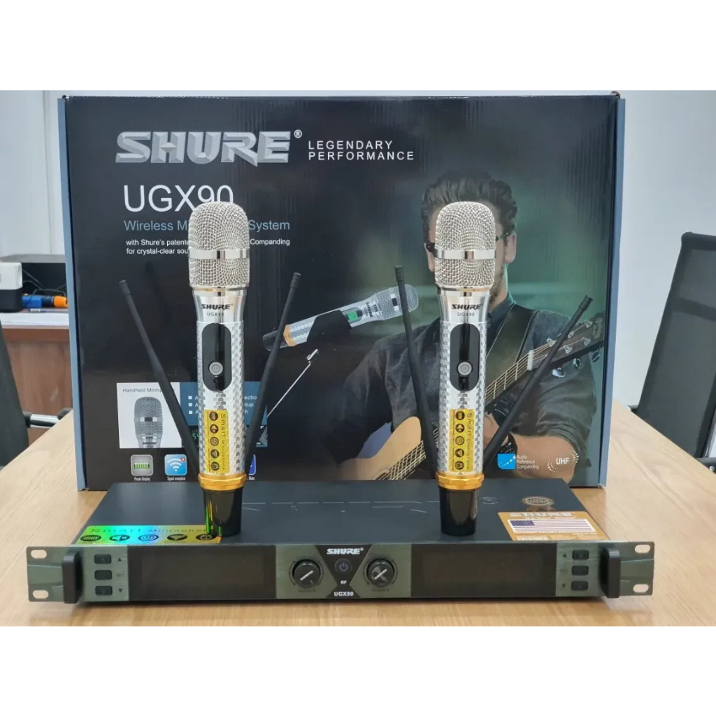Micro Không Dây Shure UGX 90 TỤ TO NHẬP KHẨU CHÍNH HÃNG, Micro Karaoke Chống Hú Cực Tốt Hàng Chuẩn 4 Râu, Bắt Sóng Tốt