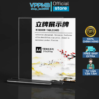 [In Mã QR Miễn Phí] Kệ Menu Mica Đài Loan, Bảng quét mã QR Hiển Thị 2 Mặt Trong Suốt (A4/A5)