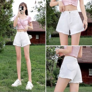 Quần shorts bò trắng gấu tua xuất Hàn