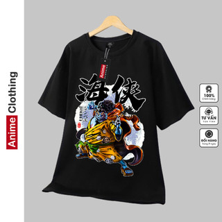 Áo phông nam nữ One Piece Jinbei Đen, thun cotton dày mịn, thoáng mát, thấm hút tốt Anime Clothing