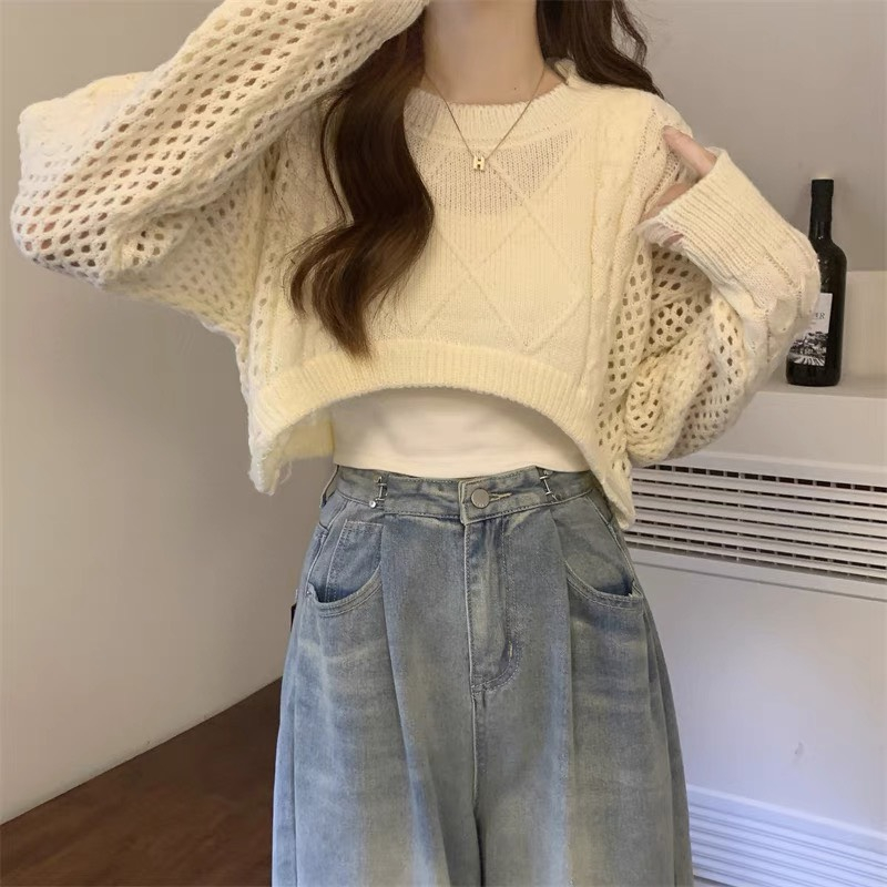 Áo len vặn thừng dài tay dáng croptop - Retrostyle - AolenCrt3667_P0K9