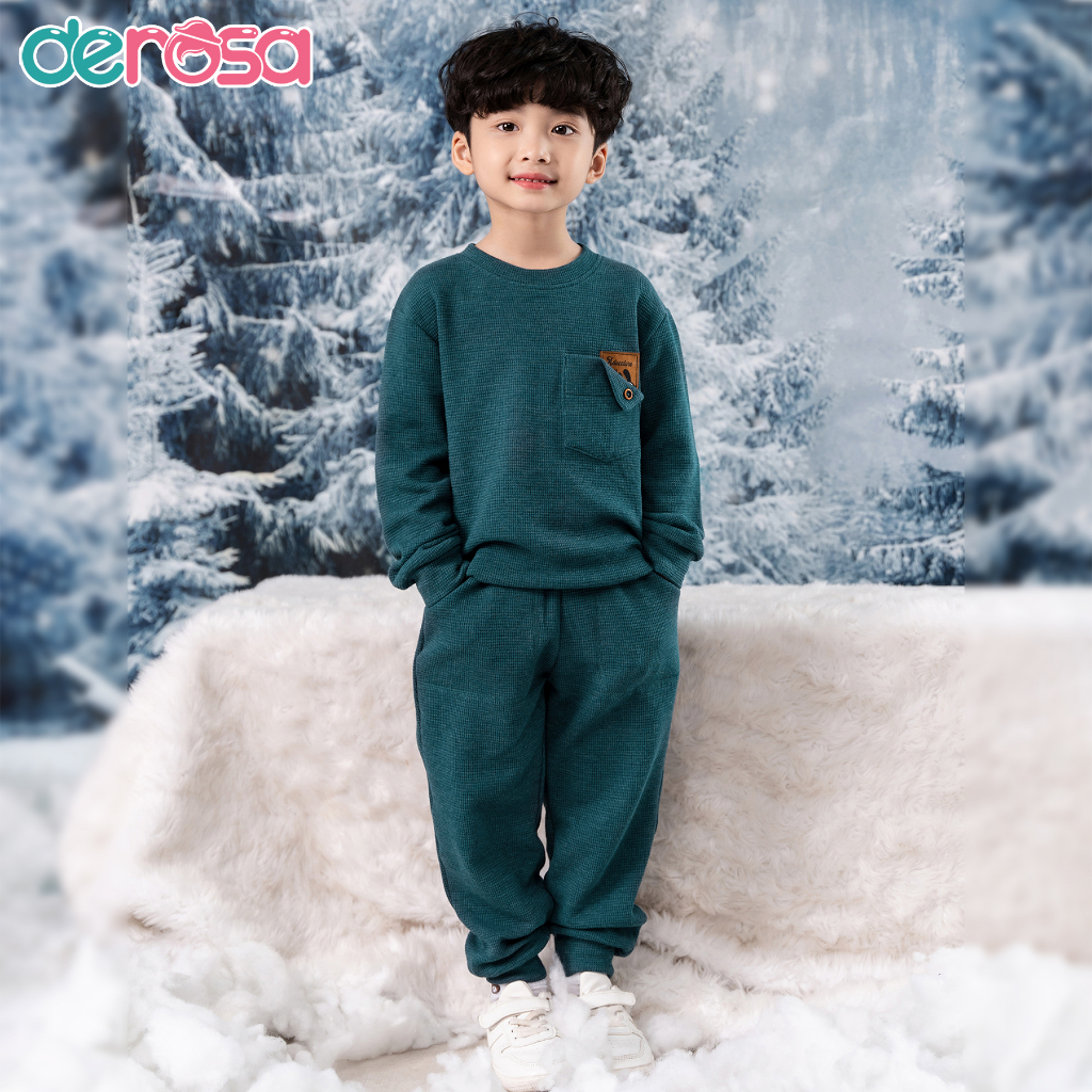 Bộ quần áo dài tay DEROSA KIDS chất liệu cotton cho bé trai từ 1 đến 5 tuổi ZWK23-1018