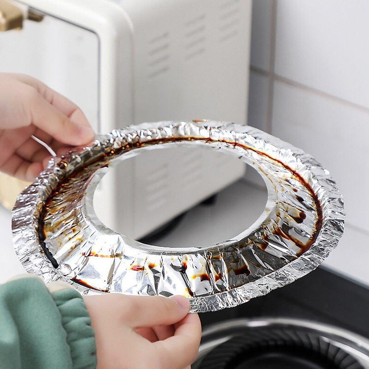 Set 10 Miếng Giấy Bạc Lót Bếp Ga Chống Vết Dầu Mỡ, Vết Bẩn Bám Trên Bề Mặt - Lót Giấy Bạc Bếp Ga