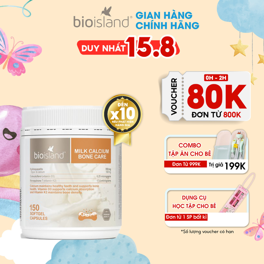 Canxi sữa hữu cơ Bioisland tăng cường canxi cho mẹ bầu chống còi xương dị tật thai nhi, tăng chiều cao trẻ vị thành niên