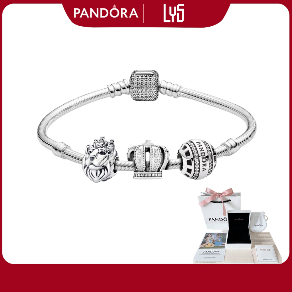 Vòng Tay Pandora Mix Charm Fullbox Bạc S925 - Vòng Pandora Phong Thủy Vua Sư Tử