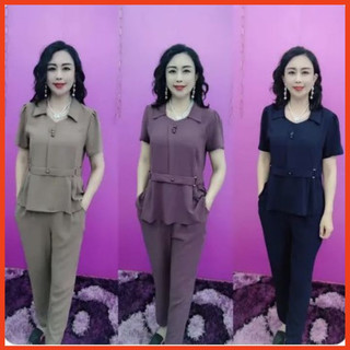 Đồ bộ nữ trung niên cho mẹ, bộ trung niên nữ chất Lụa Pháp, quần ống nhỏ cao cấp-TL01