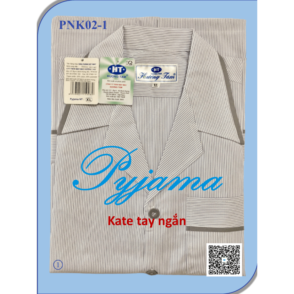 Bộ Pyjama HUONGTAM Kate tay ngắn nam cao cấp(PNK02). Chất liệu Kate loại tốt: mềm mại, thoáng mát, không phai màu.