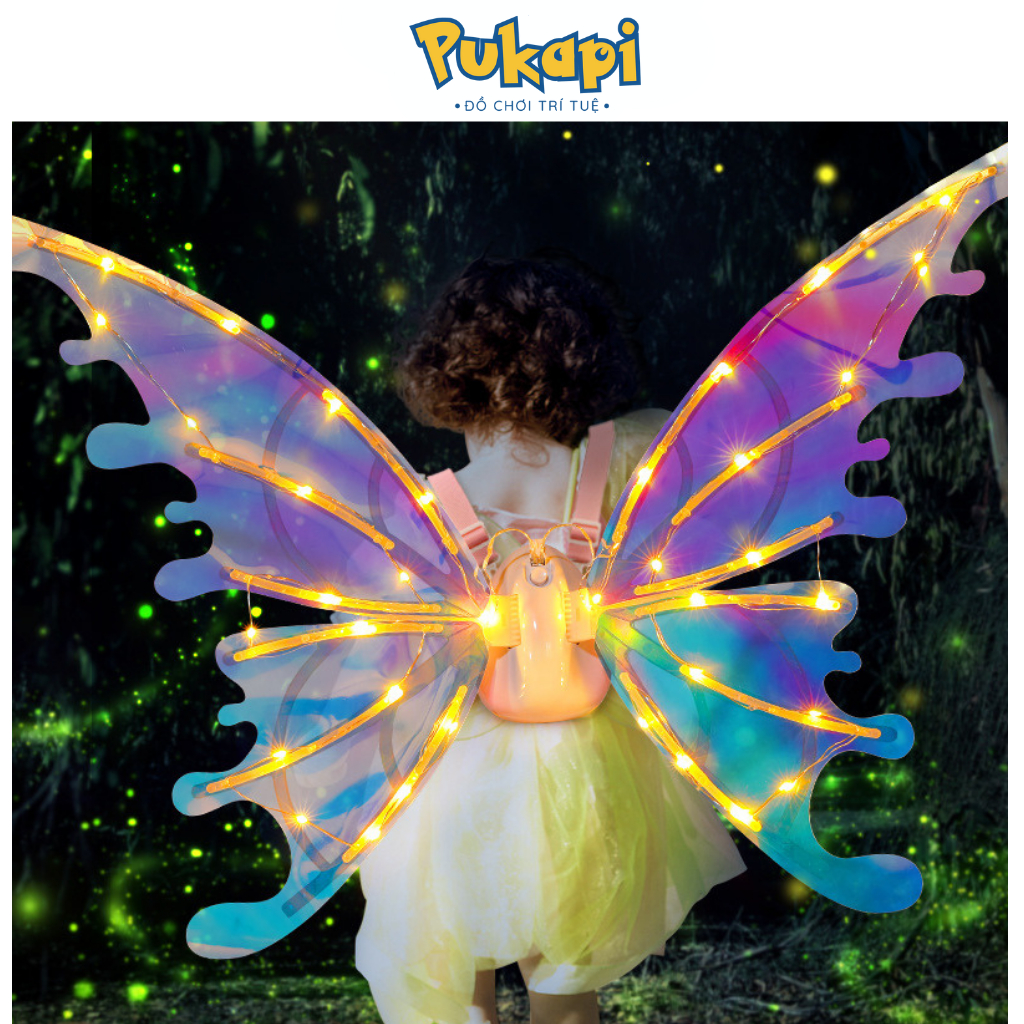 Đồ Chơi Cánh Bướm Thiên Thần Fairy, Cánh Tiên Điện Tử Phát Nhạc Có Đèn Cho Bé PUKAPI
