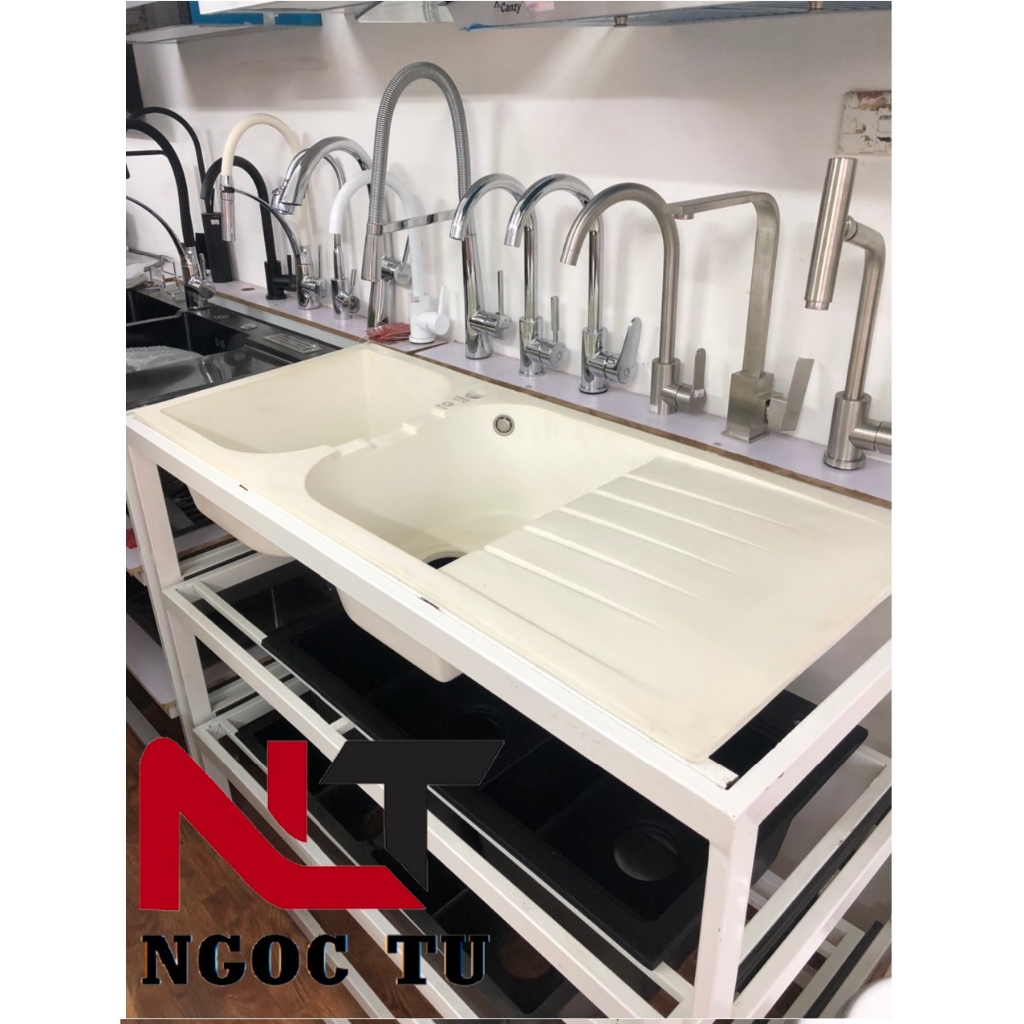 CHẬU RỬA BÁT BÀN ĐÁ TRẮNG SỮA GROVES GB 115x48 cm