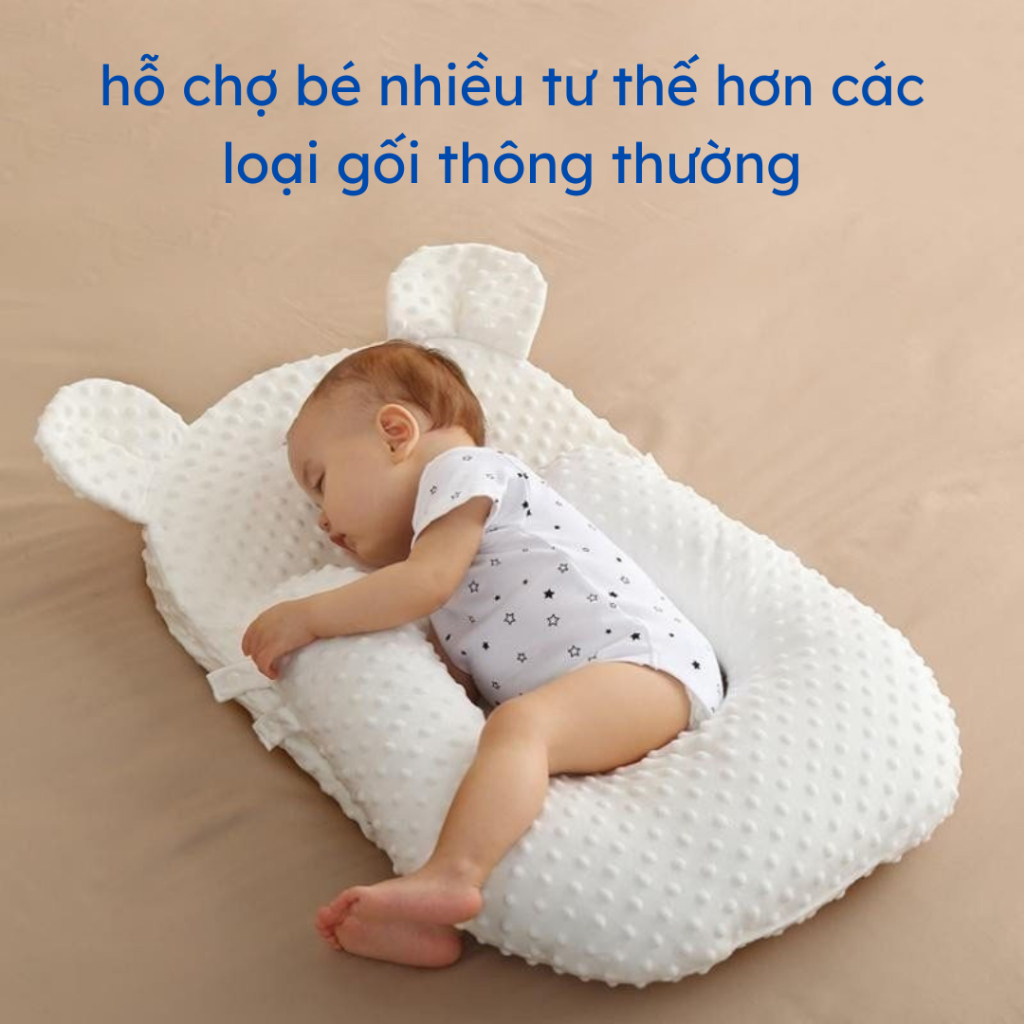 Gối chống trào ngược cho bé cao cấp LOVE BABY vải polyester lõi cao su non