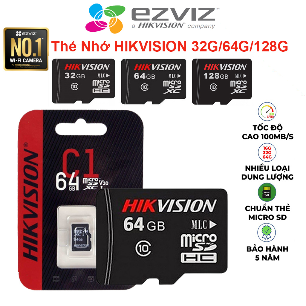 Thẻ Nhớ Micro SD Hikvision 32Gb , 64gb Class 10 , Tốc độ 92 Mb/s Sản phẩm Chính hãng - Bảo hành 5 Năm