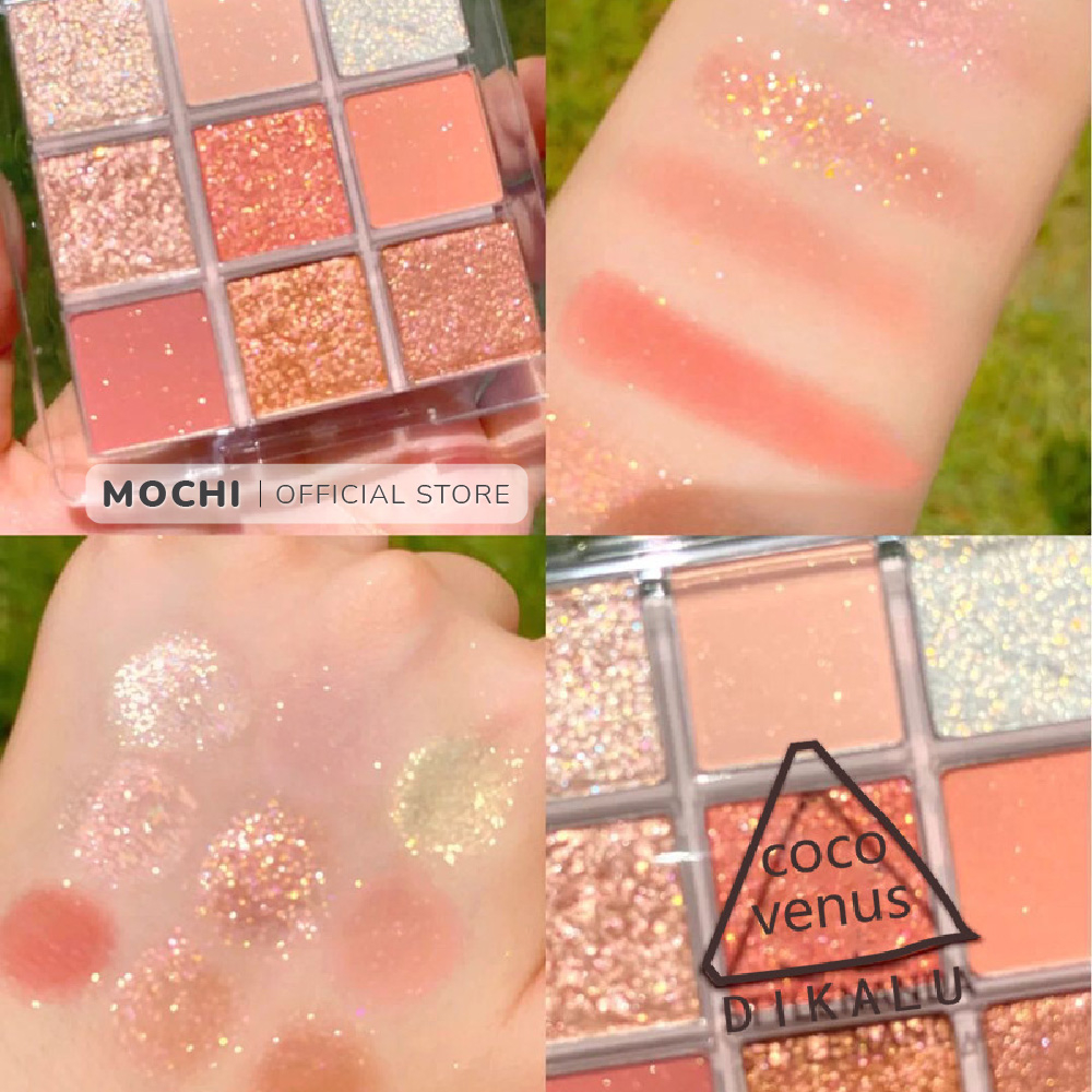 Bảng Phấn Mắt Nhũ Lì 9 Ô Màu Kim Tuyến Lấp Lánh Coco Venus DIKALU Hot Trend Make Up Trang Điểm Mắt MOCHI SHOP