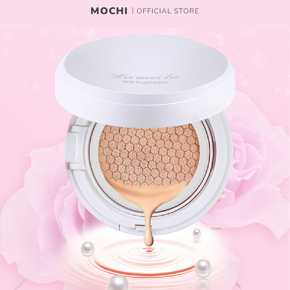 Phấn Nước Cushion BB Che Khuyết Điểm Trang Điểm Make Up + Kèm Bông Trang Điểm Và Gương Tiện Lợi Kem Đánh Nền MOCHI SHOP