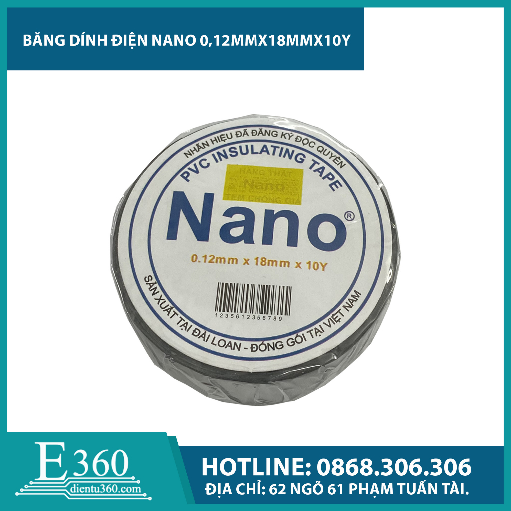 Băng dính điện Nano 12MMx18MMx10Y
