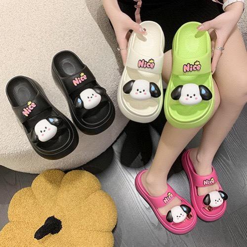 Dép nữ độn đế gần 7cm hình gấu tai to mẫu mới