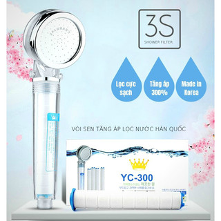 Vòi Hoa Sen Tăng Áp 3S, Lõi lọc Hàn Quốc, Bảo Hành 1 Năm, Tặng kèm 1 lõi lọc PP