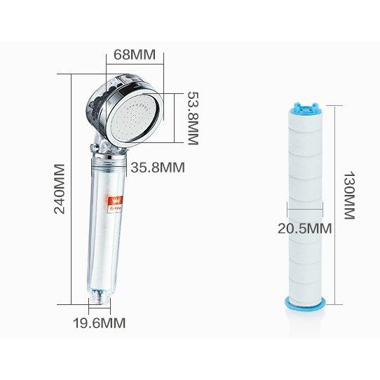 Vòi Hoa Sen Tăng Áp 3S, Lõi lọc Hàn Quốc, Bảo Hành 1 Năm, Tặng kèm 1 lõi lọc PP