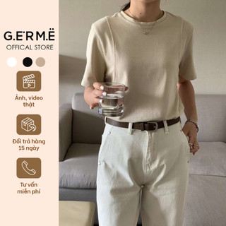 Áo phông trơn nữ vân chỉ 2 bên hot trend a8239109 by germe