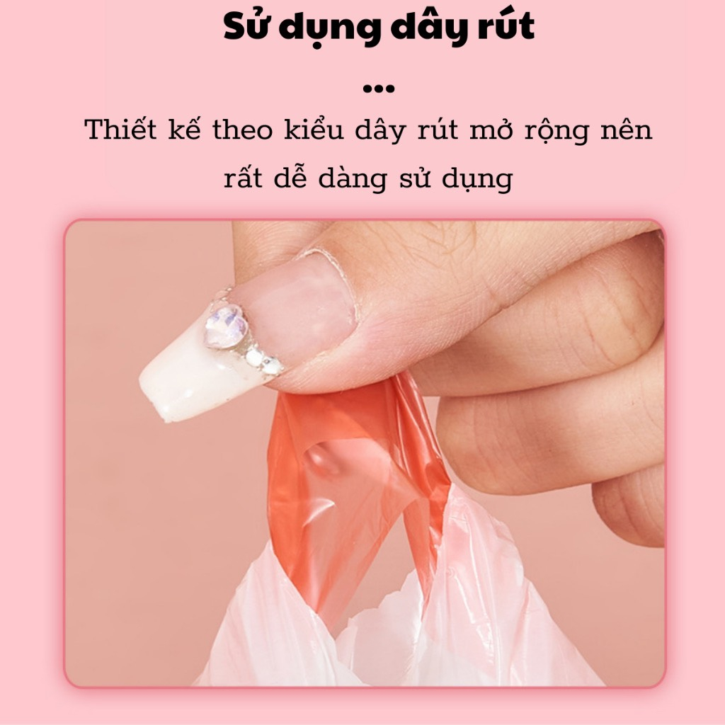 Túi đựng rác dây rút Gấu Dâu Baby HiHi chống rò rỉ nước cuộn 100 túi size 44*55Cm