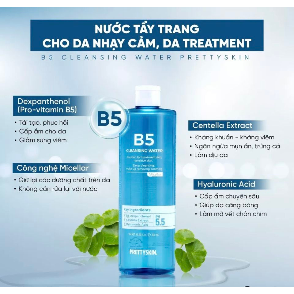 Nước Tẩy Trang Prettyskin B5 Cleansing Water 500ml