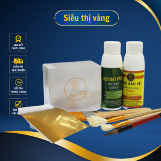 Combo dát vàng gốc nước dát trên chất liệu thấm hút như hoa quả, thạch cao, xi măng, giấy vẽ, đồ da
