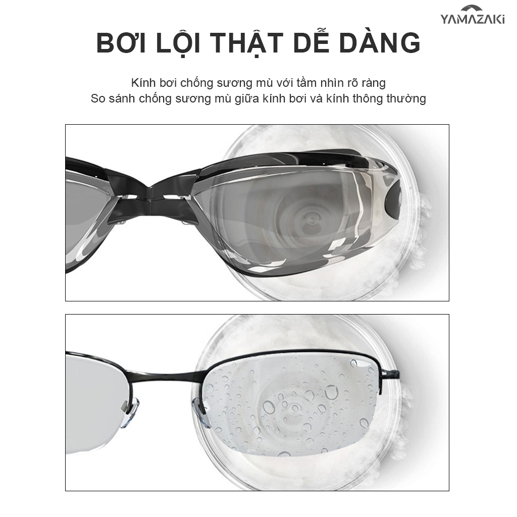 Kính bơi người lớn YAMAZAKI Kính bơi chống sương mù HD kính bơi cận thị kính bơi chống tia UV